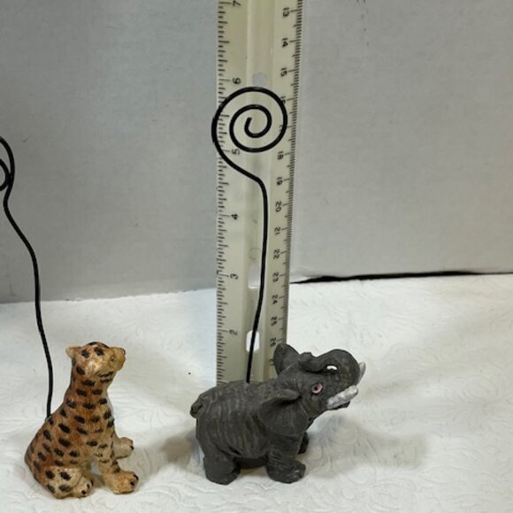 VTG Cheetah Elephant Photo Notecard Wire Holders Hangers Office Home 6.5"Tall - Picture 11 of 13